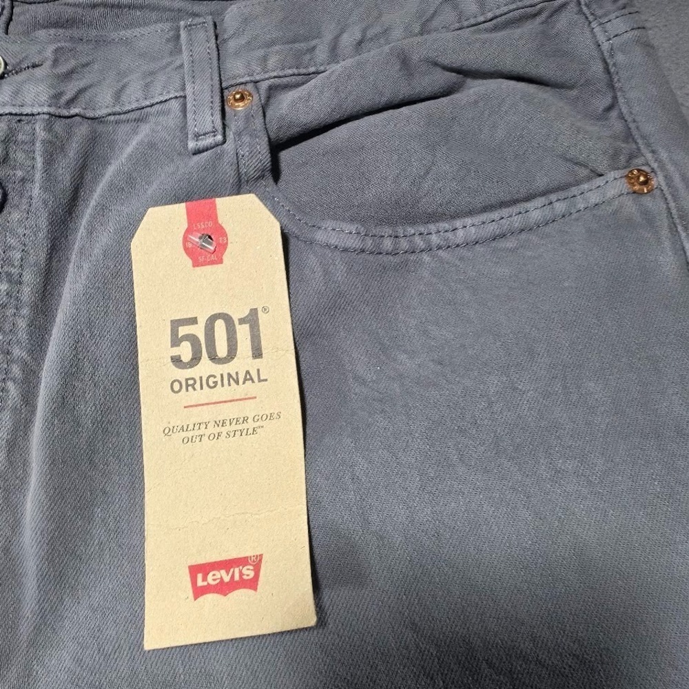 Levi's 501 Original Jeans Mens 38x34 Gray NWT Button Fly Straight Leg - Picture 5 of 10